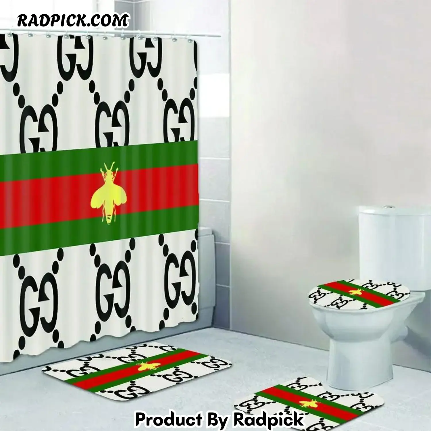 Gucci gc luxury bathroom set italy black and white shower curtain 209 bathroom set rp387768